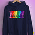 Distressed Gilbert Baker LGBTQ Pride Exclamation Points Hoodie - Navy
